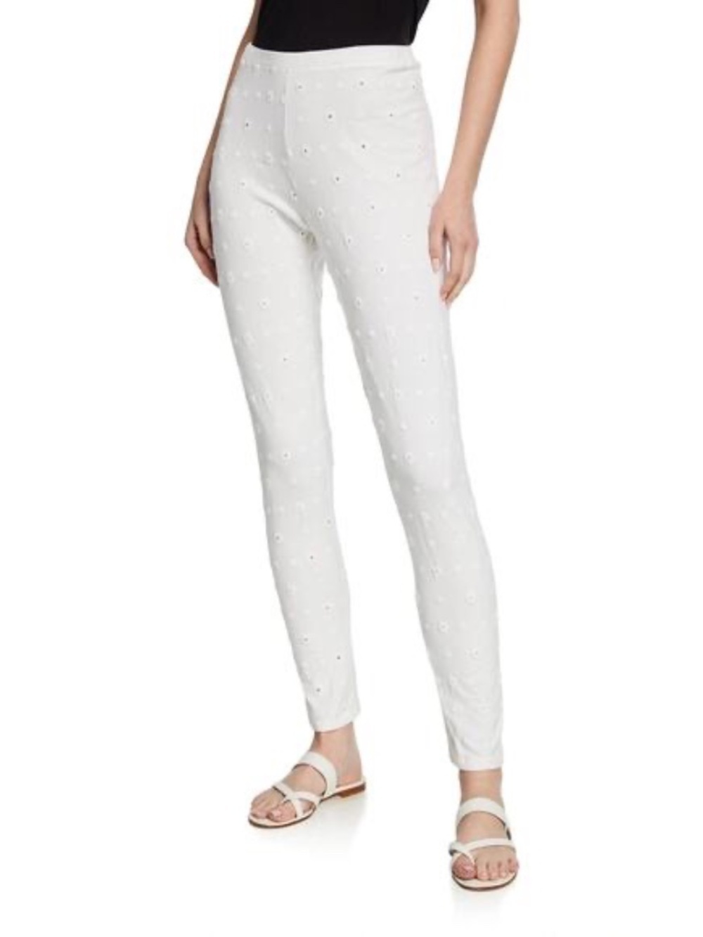 Johnny Was Levi Eyelet Embroidered Ankle Leggings White Size XS